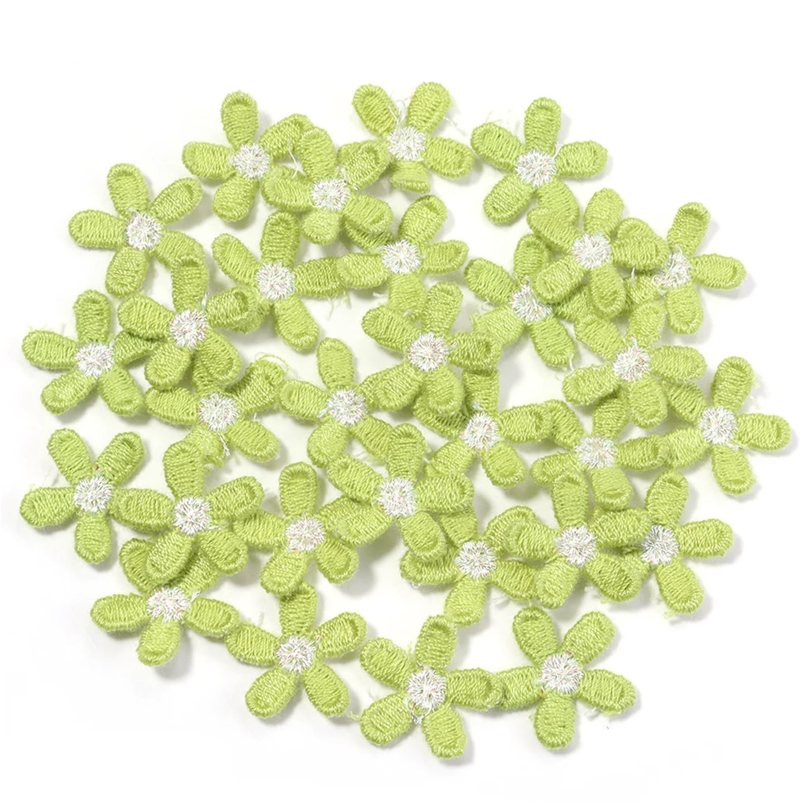 Wtaxbh Green 30Pcs Iron On Patches 150 Pcs Multicolor Flower Appliques 2Cm Embroidered Patches For Diy Clothes Sewing Wedding Decoration Accessories(Green 30Pcs)