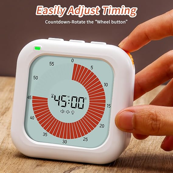Children's Visual Timer 60 Min Digital Clock with Light and Sound Reminder