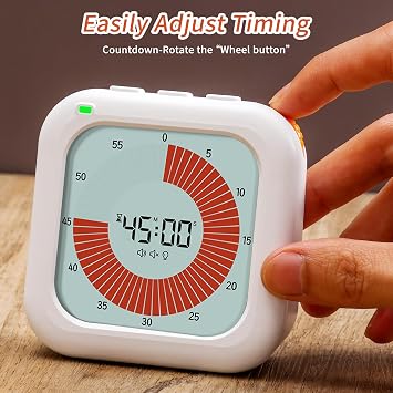 Children's Visual Timer 60 Min Digital Clock with Light and Sound Reminder