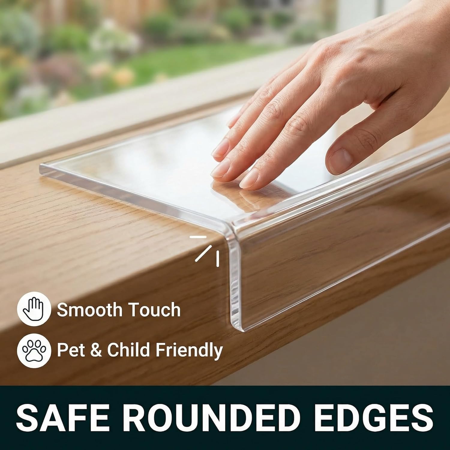 MONOID Heavy-Duty Window Sill Protector - Residue-Free Pet Guard for Dogs & Cats, Scratch & Chew Resistant Clear Shield, Easy Peel & Stick, 29.5" x 2.25" Plant & Pet Protection, 3 Pack