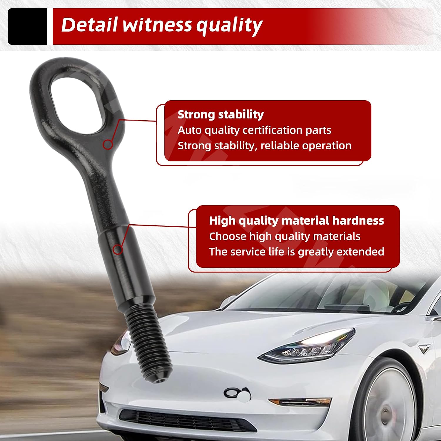 Front Tow Hook for Tesla Model Y Model 3 2017-2023,Front Bumper Metal Tow Towing Hook Eye Replacement#107757000D