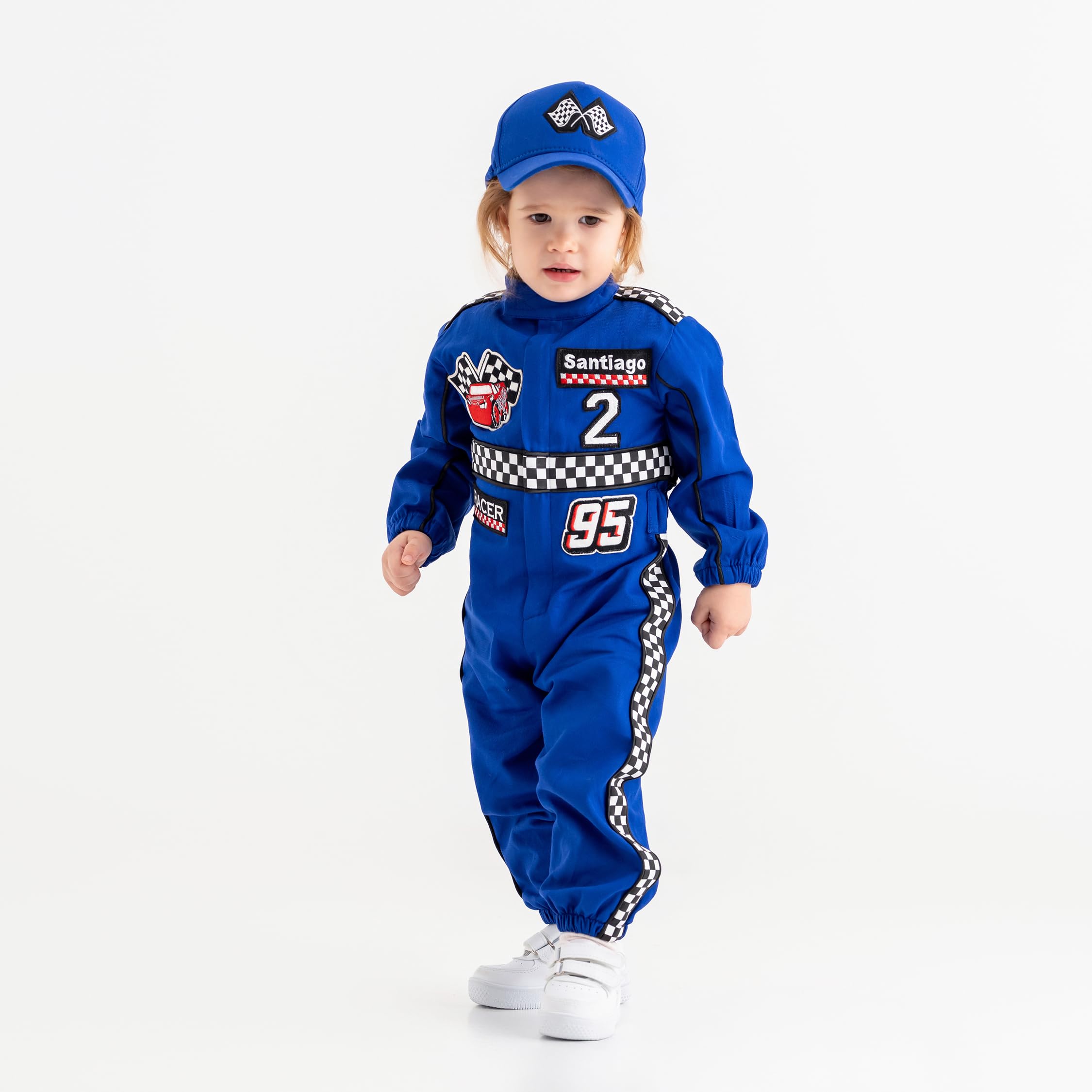 Costumes Club Personalized Handmade Race Car Driver Costume for Toddlers (3T, Blue), 3 Years - Image 2