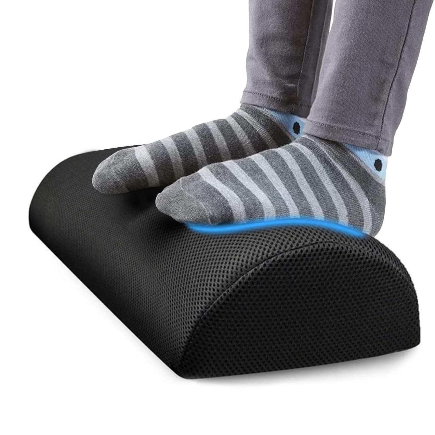 Repose-pieds Ergonomique Demi-cylindre Mousse Mémoire De Forme – Coussin Pieds Sous Bureau Beige Lavable