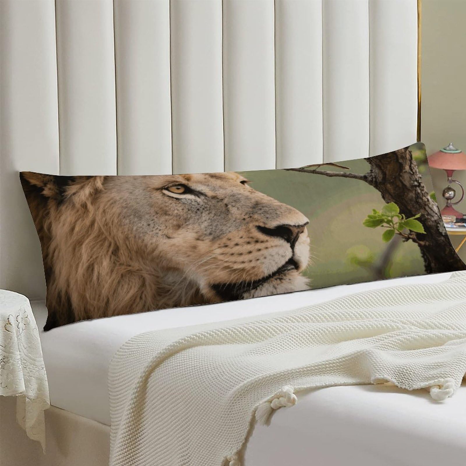 Cozy Body Pillow Cover for Side Sleepers & Pregnancy 20x54 Inch Soft Microfiber Lion Pillowcase with Hidden Zipper Breathable Bed Sofa Couch Pillow Protector Bedroom Decor