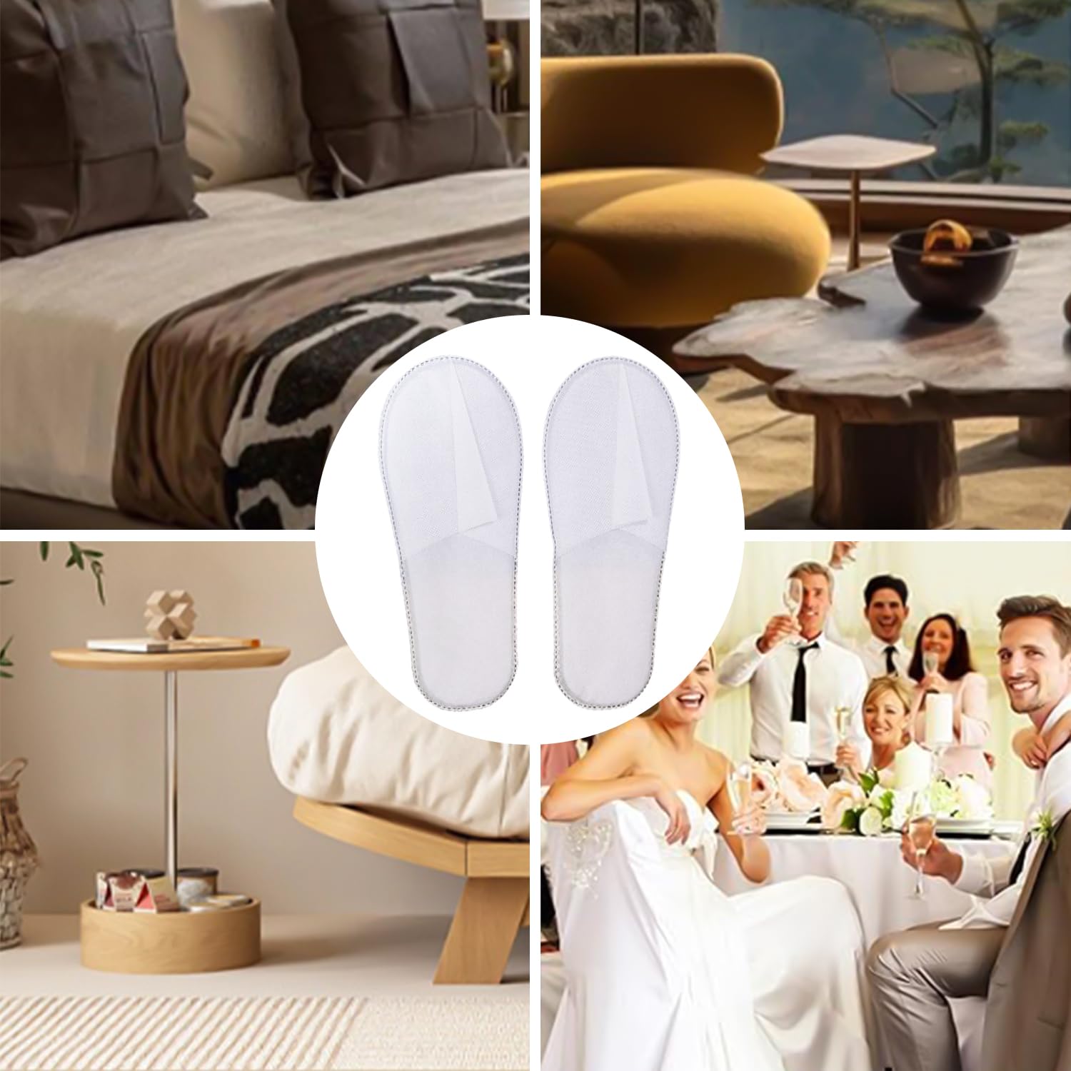 Pantofole Usa e Getta Antiscivolo, Chiuse, in Spugna Premium, Ciabatte Monouso per Hotel, Spa, Casa, Viaggi, Unisex, Lavabili, Misura Universale, 4 Paia