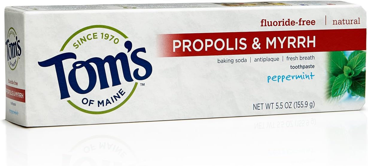 Tom's of Maine Antiplaque Baking Soda Toothpaste with Propolis and Myrrh, Peppermint, 5.5 Ounce, 2 Count