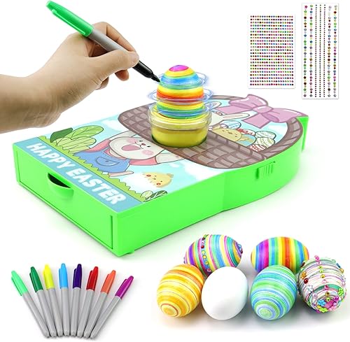 Kit de decoración de huevos de Pascua motorizados, kit de decoración giratorio de huevos de Pascua, máquina giratoria de huevos de Pascua con 6