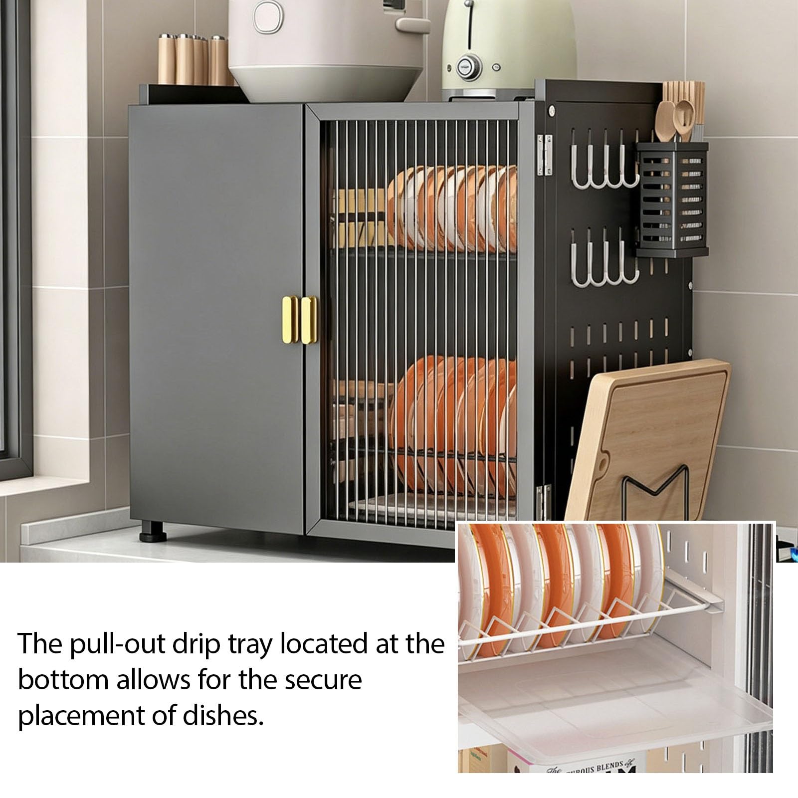 Scolapiatti da cucina in metallo a 3 livelli, organizer salvaspazio e scaffale per piatti, tazze e utensili, elegante design nero per una conservazione efficiente della cucina