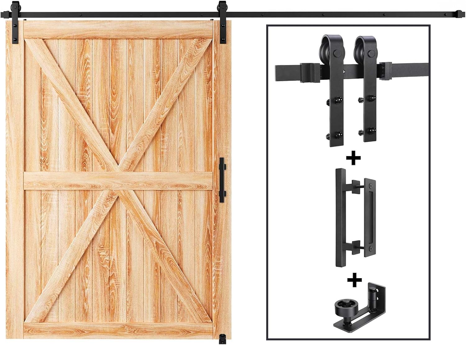 EaseLife 10 FT Sliding Barn Door Track and Handle Hardware Kit,Heavy Duty,Basic J Pulley,Slide Smoothly Quietly,Easy Install (10FT Track Kit for 54"~60" Wide Single Door) 10 Feet