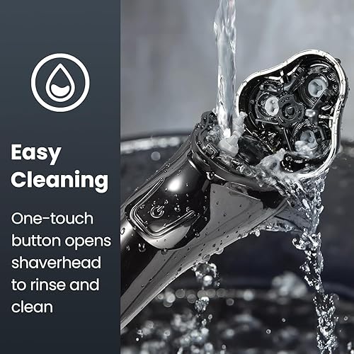 Miniatura 7 de Maquinilla de afeitar eléctrica para hombres inalámbrica: afeitadora giratoria húmeda/seca impermeable - Carga rápida USB y cuidado de la piel