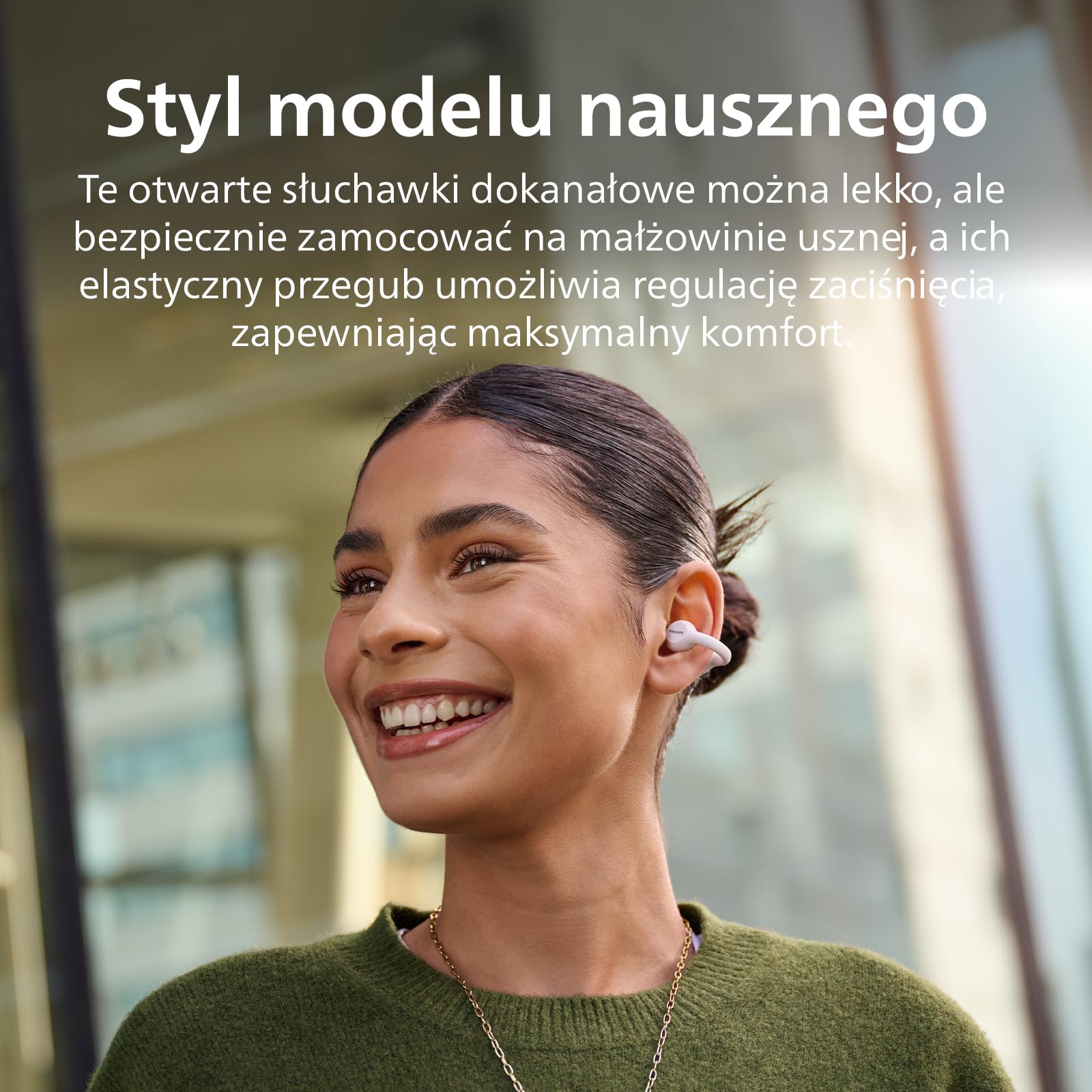 Philips TAQ2000WT nauszniki, styl prawdziwe, bezprzewodowe, otwarte ucho, wielopunktowe słuchawki douszne, 28 godzin odtwarzania, kieszonkowe etui ładujące, wyraźne połączenia, idealne do dojazdów do