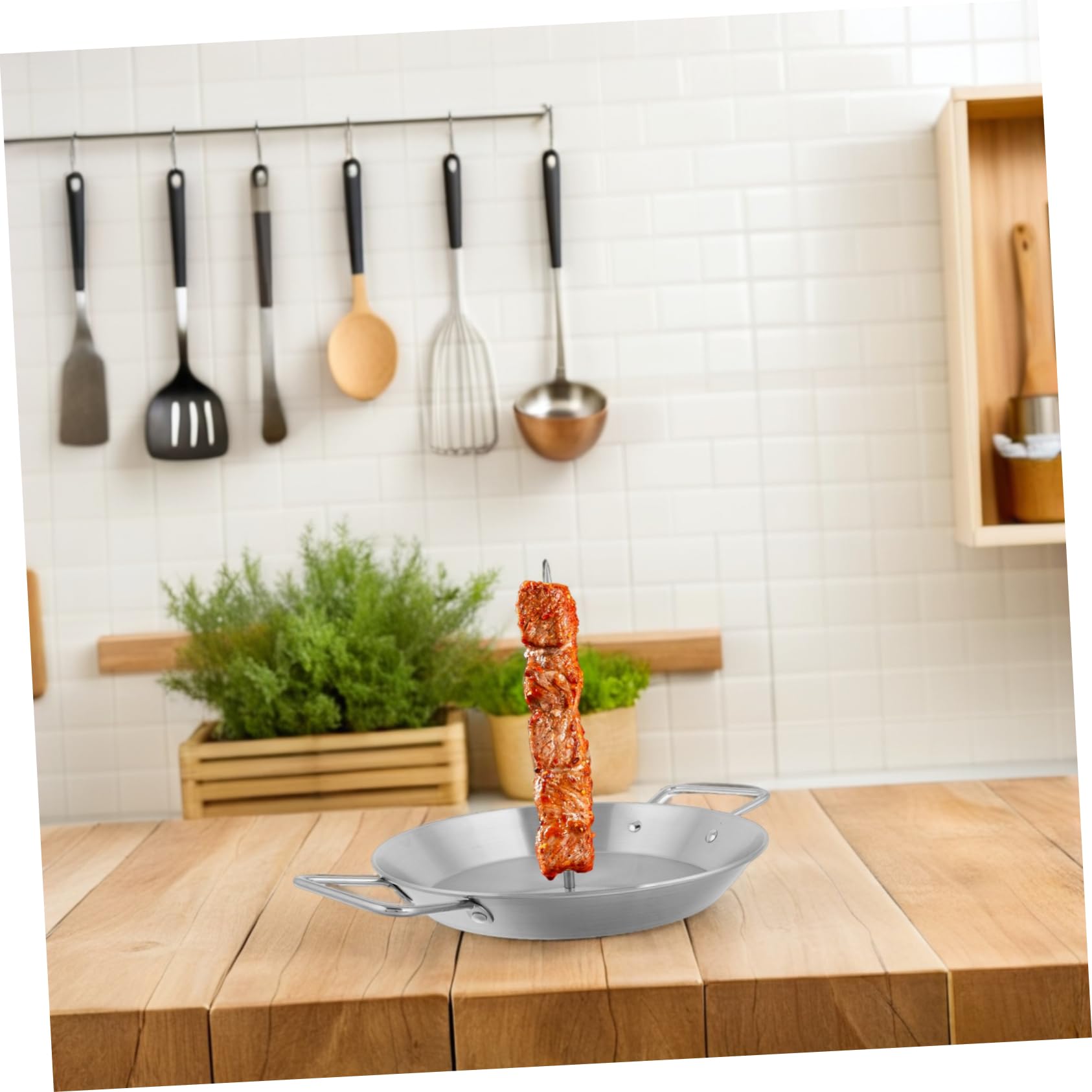 Parrilla Vertical para Barbacoa con 3 Pinchos Extraíbles | 1 Juego con Cepillo para Aceite, Diseño Vertical, Uso para Shawarma, Kebabs, Pescado y Salchichas