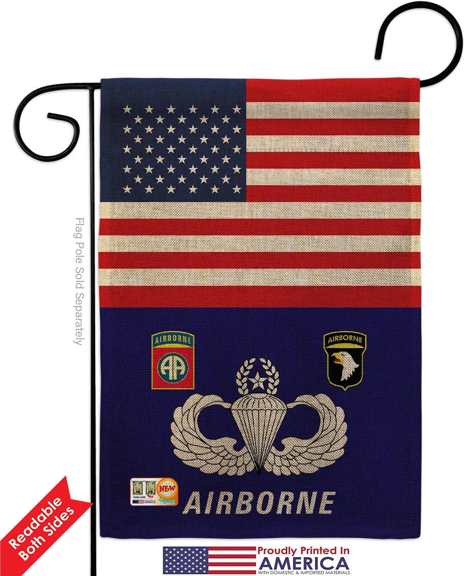 Army US Airborne Burlap Garden Flag Set Mailbox Hanger Armed Forces Rangers United State American Military Veteran Retire Official Small Gift Yard House Banner Double-Sided Made In USA 13 X 18.5