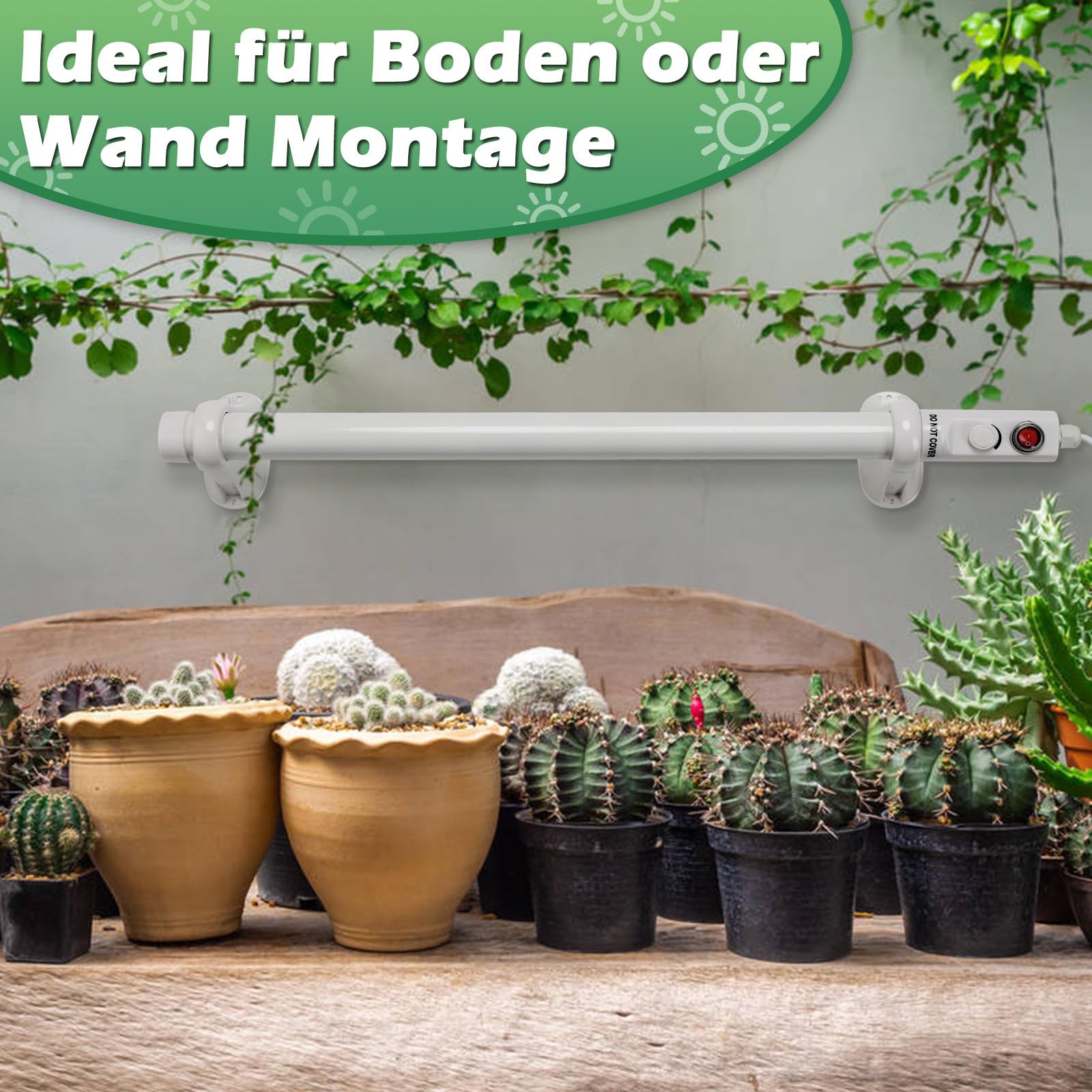 Gewächshausheizung, 90W Gewächshausheizung 70cm Gewächshaus Heizung für Pflanzen Gartenhaus Gewächshäuser