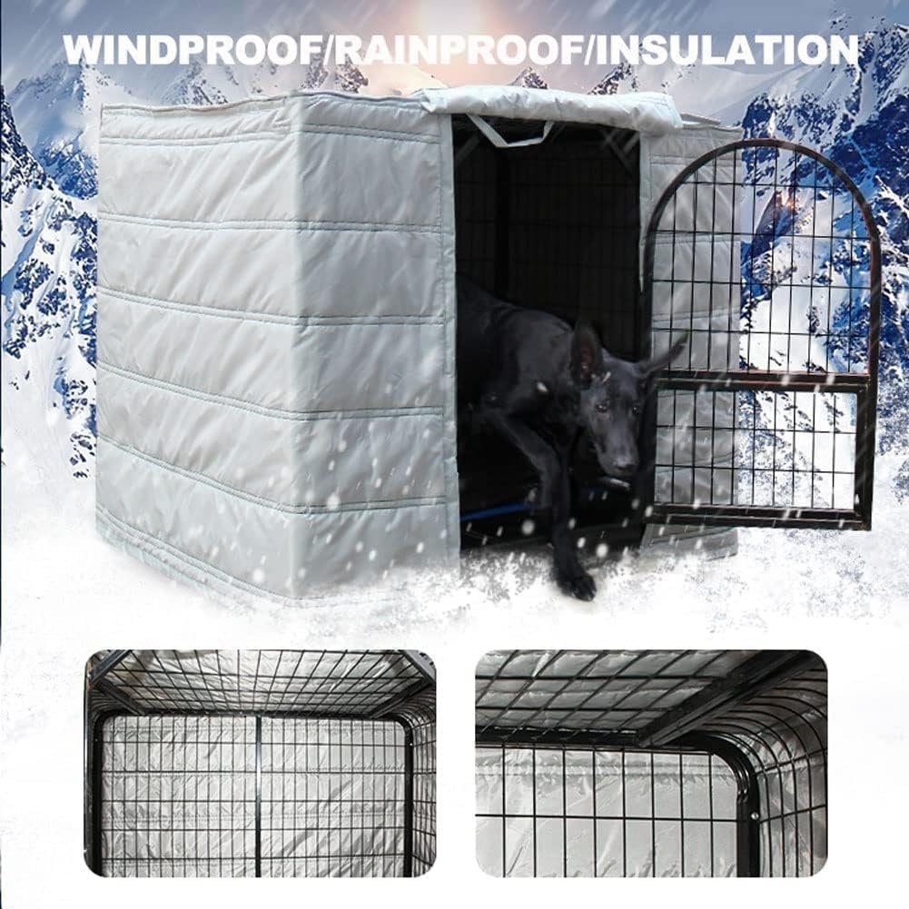 Dog Crate Warm Cover, Animal Cage Winter Warm Blanket,Outdoor Use for Stray Cat and Dog Windproof and Rainproof Cover Cold(Brown,Large)