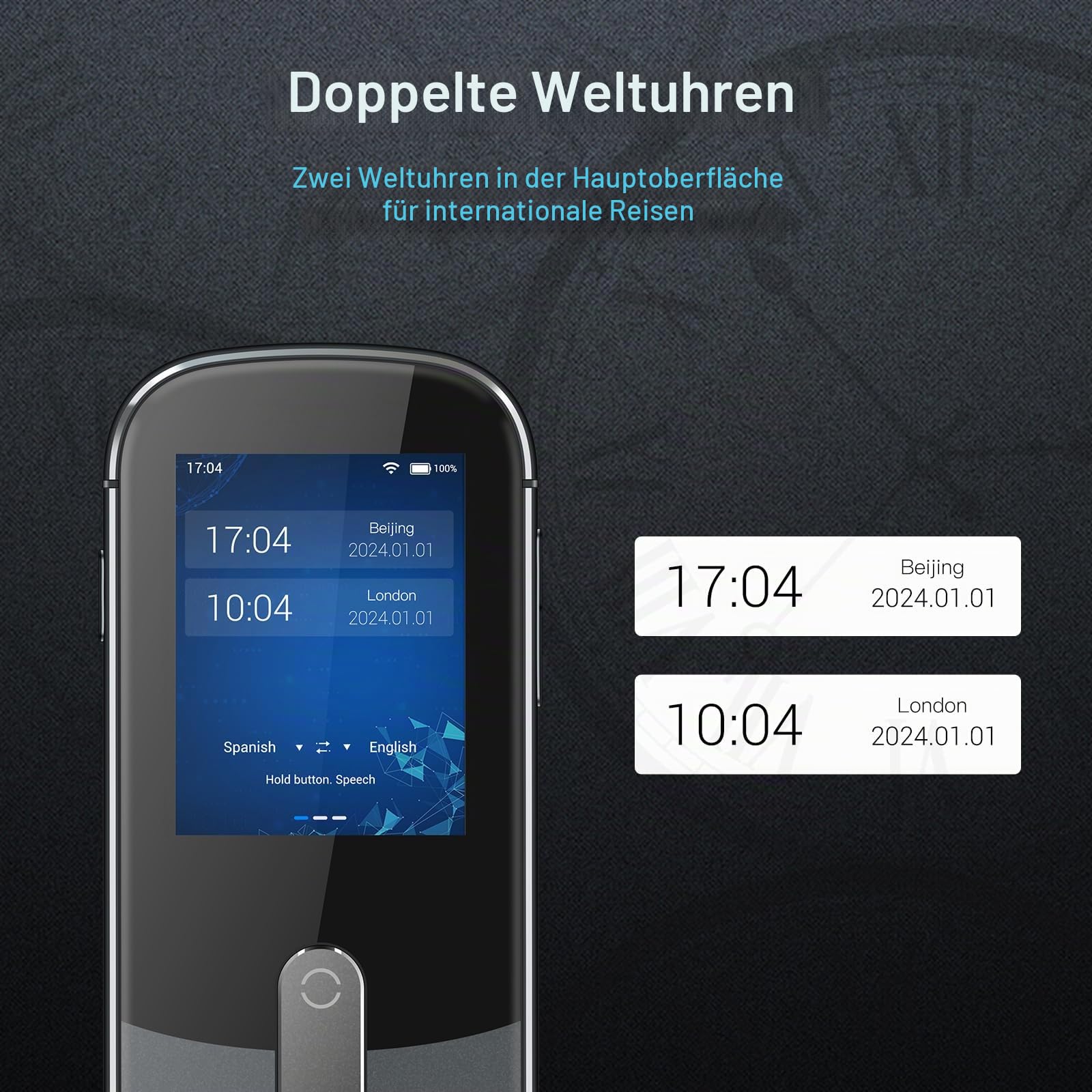 Anfier Offline Sprachübersetzer Gerät W09 PRO für 144 Sprachen und Akzente Fotoübersetzung Kein WLAN Internet erforderlich für Reisen Business W09 Grau