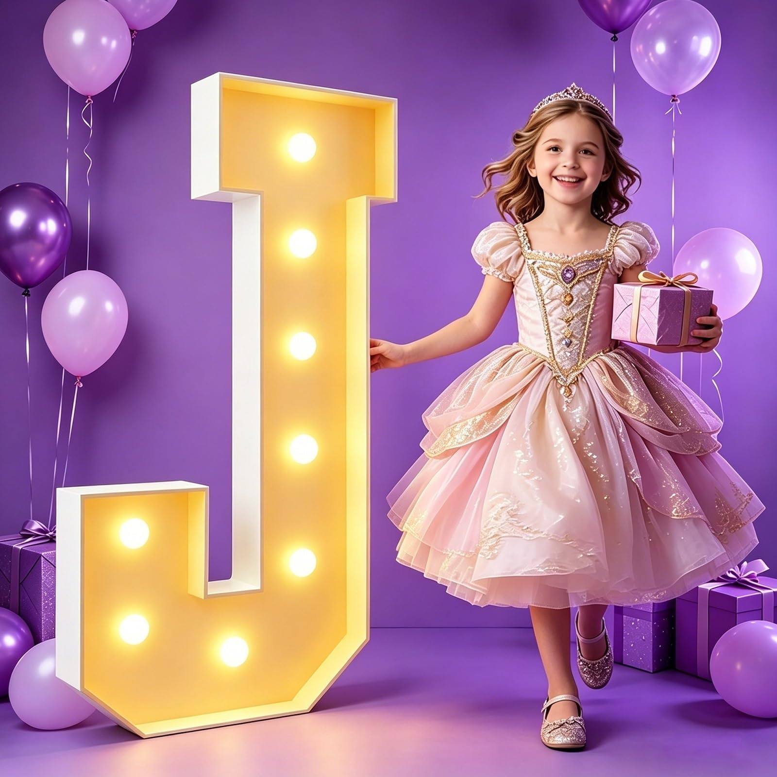 LED-Festzelt-Buchstabe 70/100/120cm Leuchtende Buchstabenschild Partydekora | Schaumstoffplatte 1., 18., 16. Geburtstag, Babyparty Abschlussfeier Verlobung Hochzeit Heiratsantrag(Letter J,120cm(4FT))