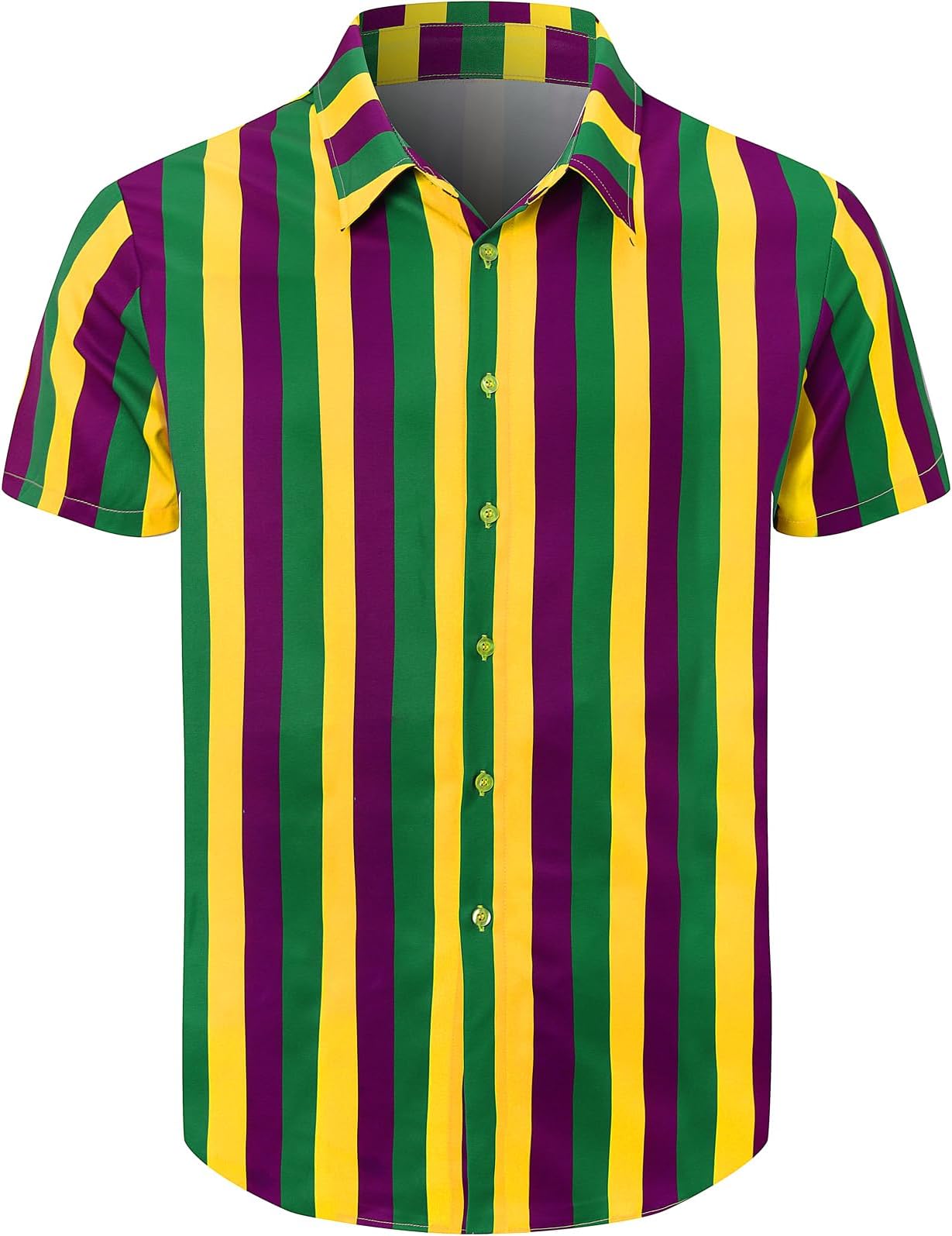 FashonalMen's Party Print Button Down Collared Short Sleeve Casual Shirt