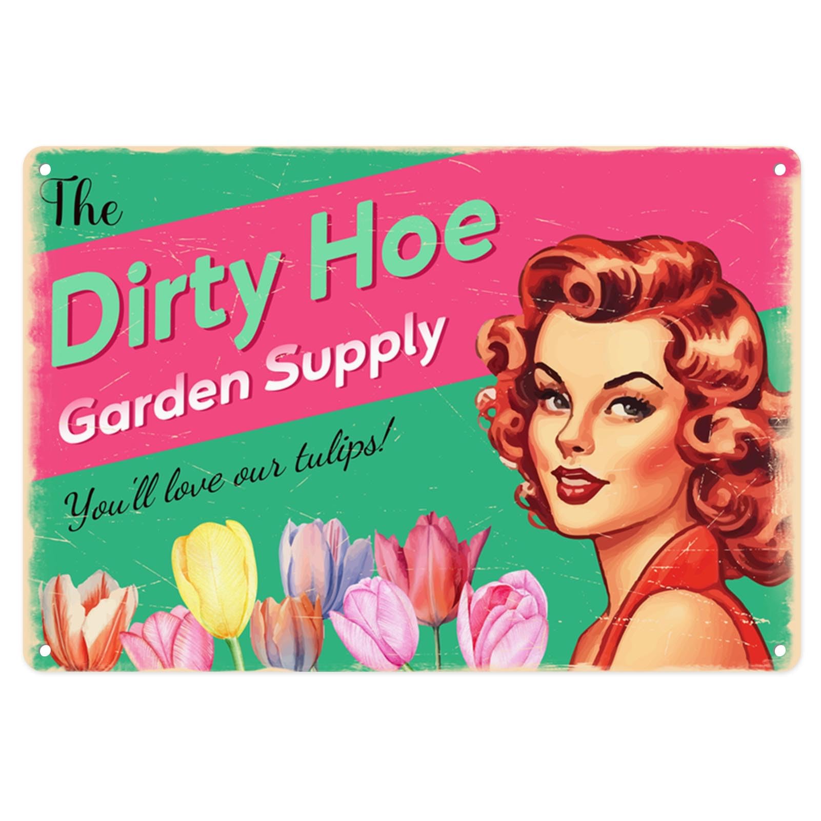 Dirty Hoe Garden Supply Tin Sign, 12x8 Inch Decor