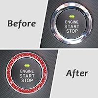 Vista 2 de Anillos brillantes para botón de arranque y parada de automóvil, emblema, diamantes de imitación rojos, accesorios de decoración para mujeres