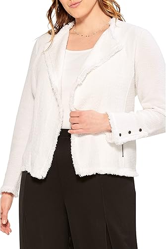 NIC+ZOE Plus Size Fringe Mix Jacket Paper White 3X