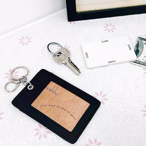 Vista 3 de Boshiho. Funda vertical, de piel, para tarjeta de identificación con cordón resistente., Bolso