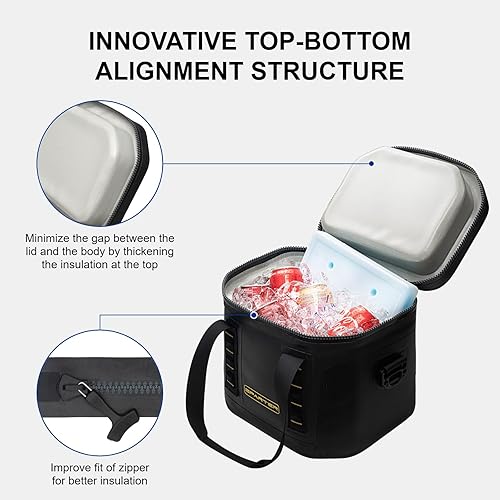 Miniatura 2 de SPARTER Enfriador suave portátil de 12 latas, IP68 Tizip cremallera a prueba de fugas para camping, pesca, playa, aire libre, hielera aislada con