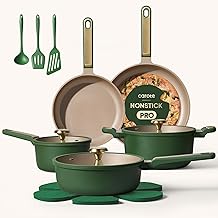 CAROTE Pots and Pans Set Non stick, Cookware Set, 16pcs NonStick Kitchen Set Induction Cookware Non-Toxic &amp; PFOA&amp;PFOS-Free, Dishwasher, Green