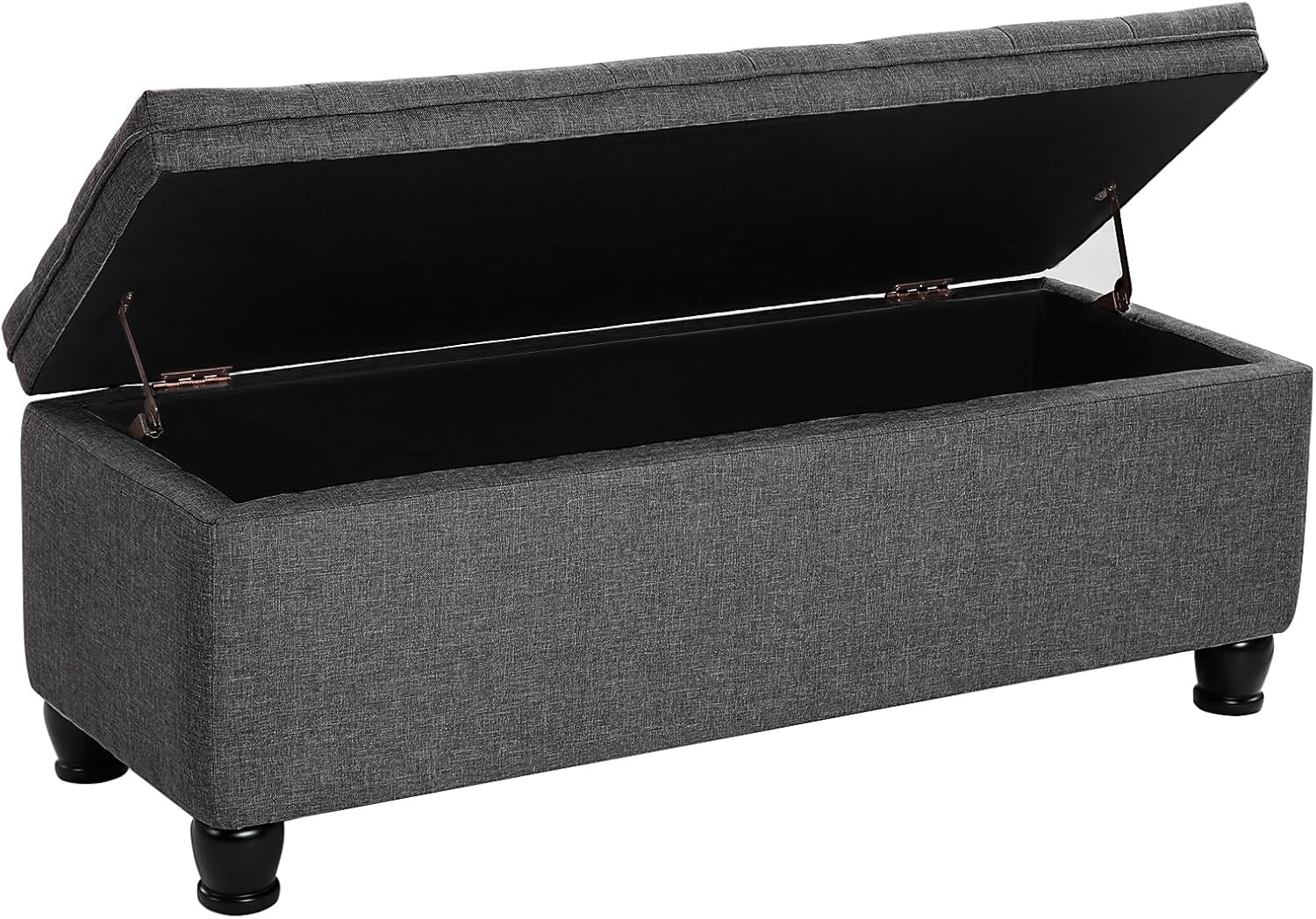 SONGMICS Storage Ottoman, Storage Bench, Tufted Entryway Bedroom Bench, 17.7 x 46.5 x 17.7 Inches, Hinges Easy Lid Operation, Wooden Legs, Linen-Look Cover, Loads 330 lb, Dark Gray ULOM070G01 Dark Gray Linen-Look Fabric