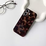 NITITOP Compatible with iPhone 16 Case Cute Stylish Leopard Print Brown Amber Aesthetic Tortoise Design for Women Girls Men Soft TPU Shockproof Protective Cover - Brown2