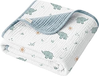 Konssy Muslin Baby Blankets for Girls Boys, 100% Cotton Crib Blanket for...