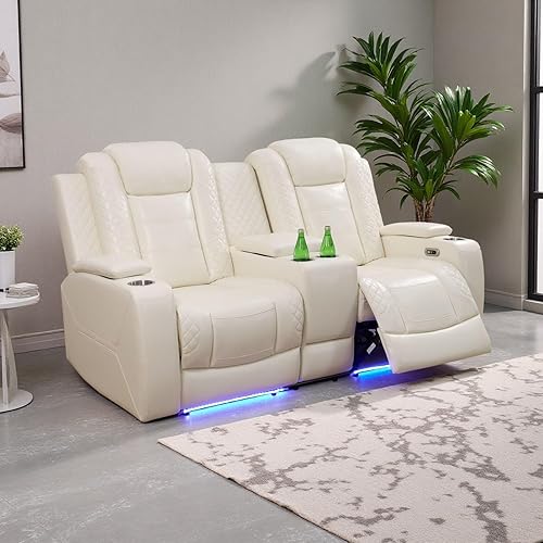 Miniatura 51 de Juego de sofá reclinable eléctrico, juego de sofá reclinable de cine en casa, sofá biplaza reclinable de cuero transpirable con Debut negro,Negro