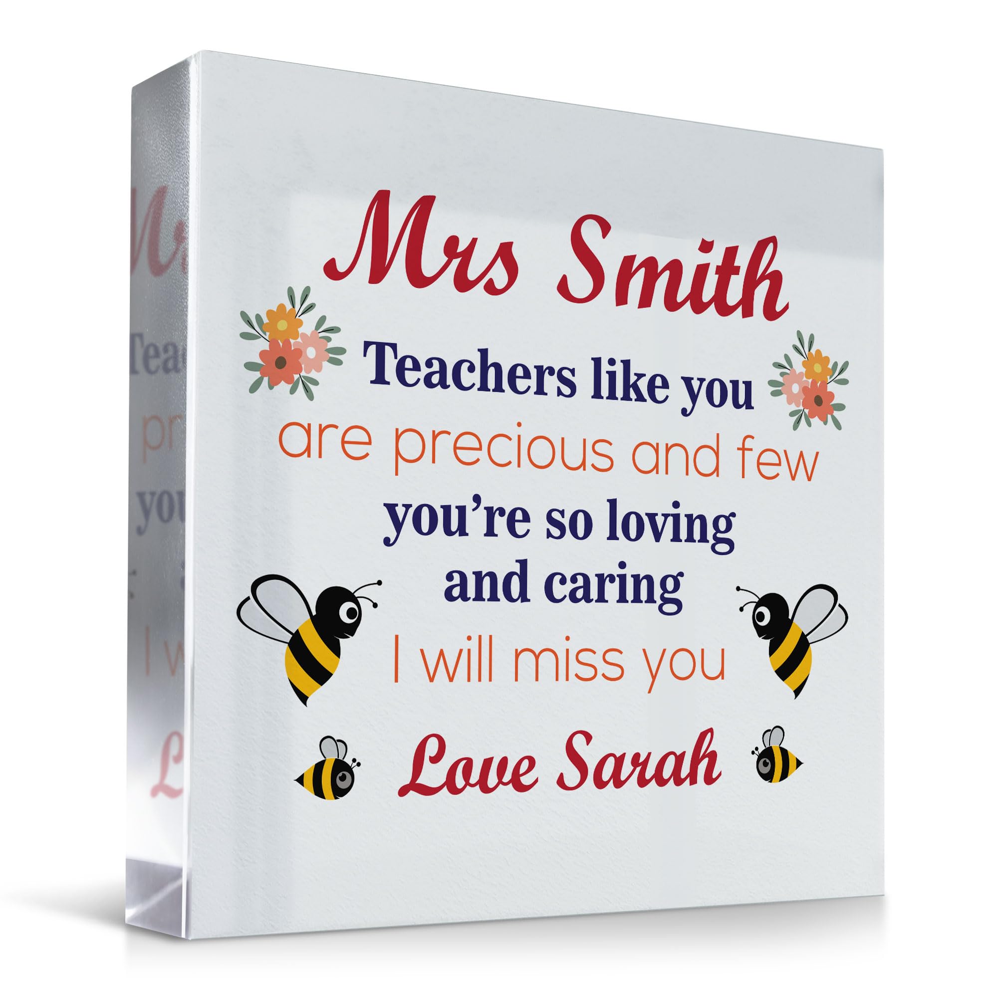 Red Ocean Personalised Teacher Gifts Precious And Few Acrylic Block Thank You Gift For Teacher Teaching Assistant Nursery Teacher Leaving School Gifts For Teacher Keepsake