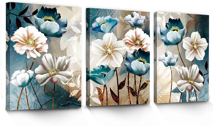 Amazon.com: SERIMINO 3 Piece Lotus Flower Canvas Wall Art for Living ...