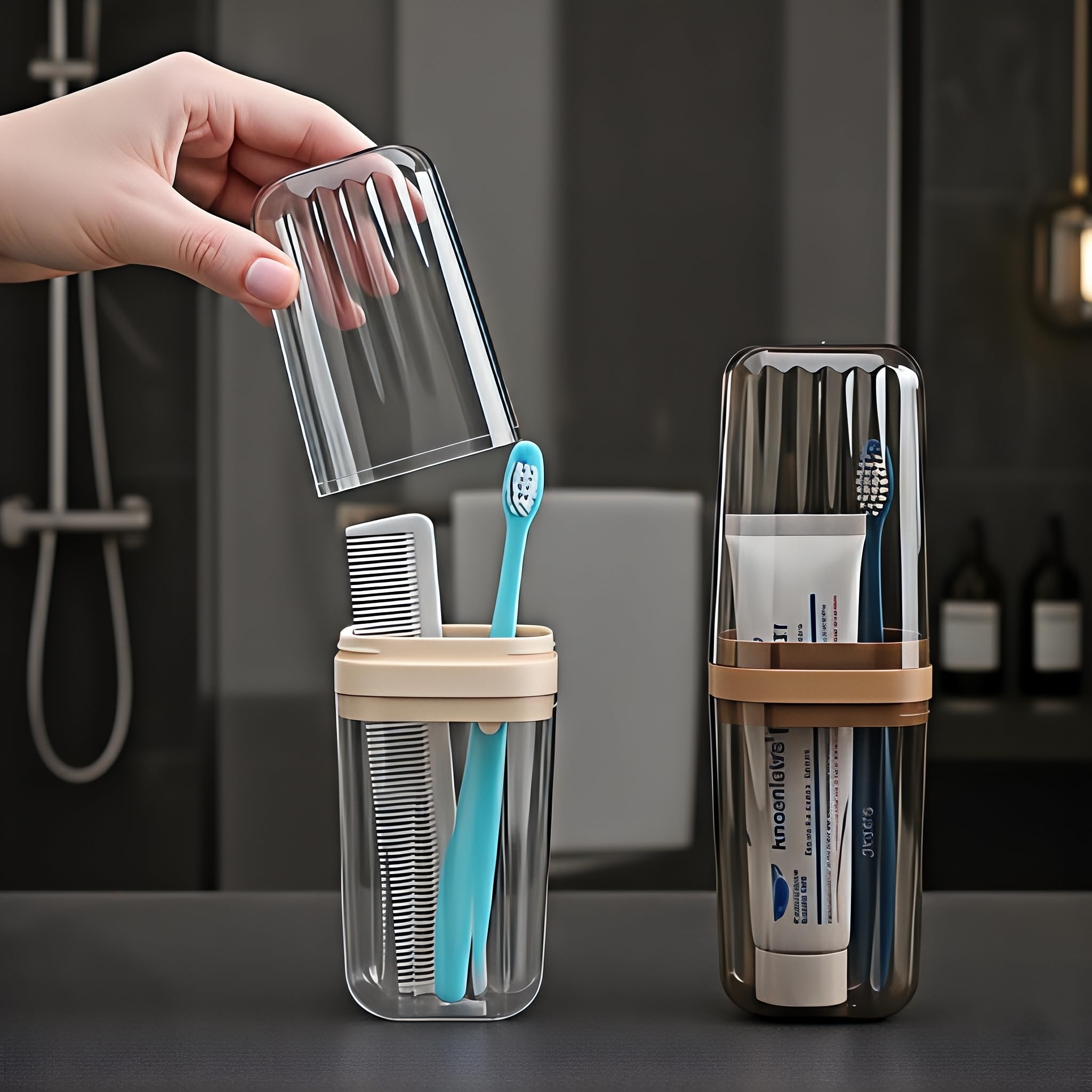 Square Transparent Toothbrush Cover Case | Portable Plastic Toothbrush Holder & Anti-Bacterial Tooth Brush Protector | Germ Protection Bathroom Accessory for Home & Travel (Multicolor)-image-26