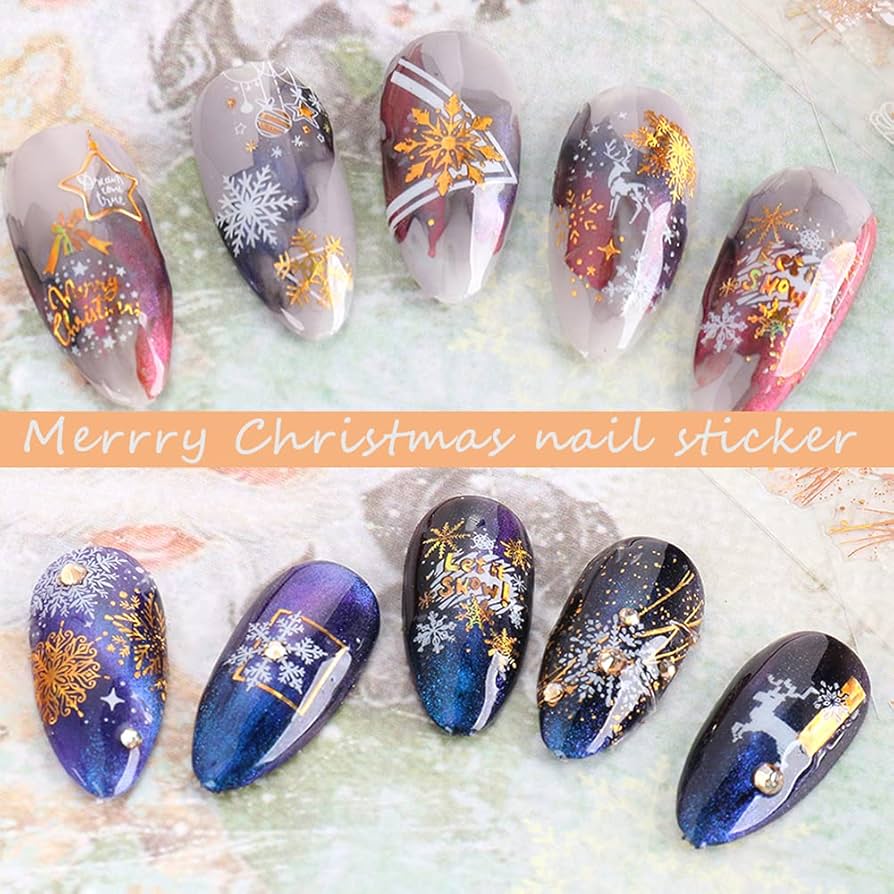 Amazon.com: Christmas Nail Stickers, 3D Metal Gold Snowflake