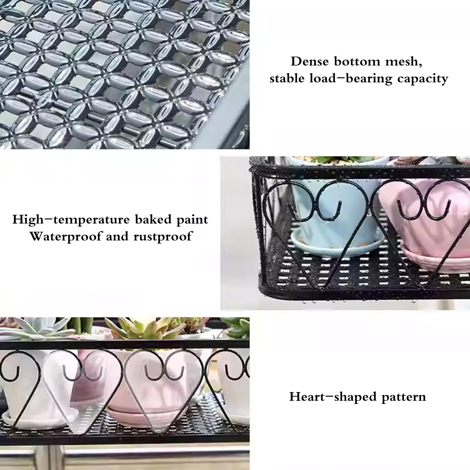 stand di fiori Mensola Per Fiori In Ferro Battuto - Portavasi Da Appendere Al Davanzale Della Finestra E Supporto Per Ringhiera Del Balcone, Organizer Giardino Per Vasi E Piante Grasse(60*20*12cm)