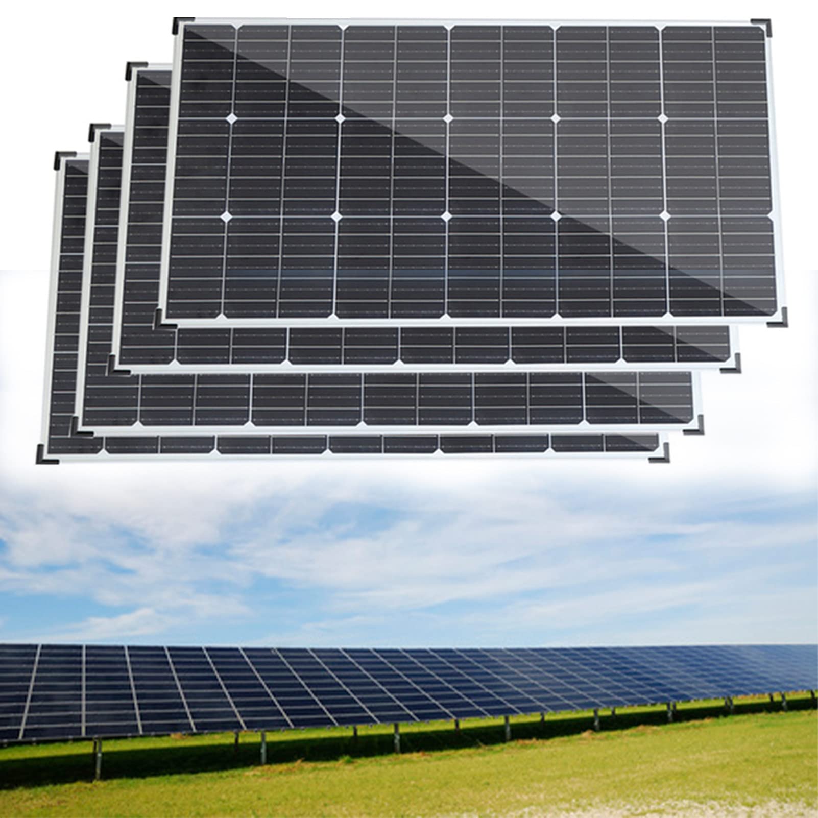 Zestaw solarny 400 W (2 x monokrystaliczne elastyczne panele słoneczne 200 W, regulator solarny 40 A) do łodzi, samochodów, przyczep kempingowych, ładowania baterii 12 V, zestaw czterech