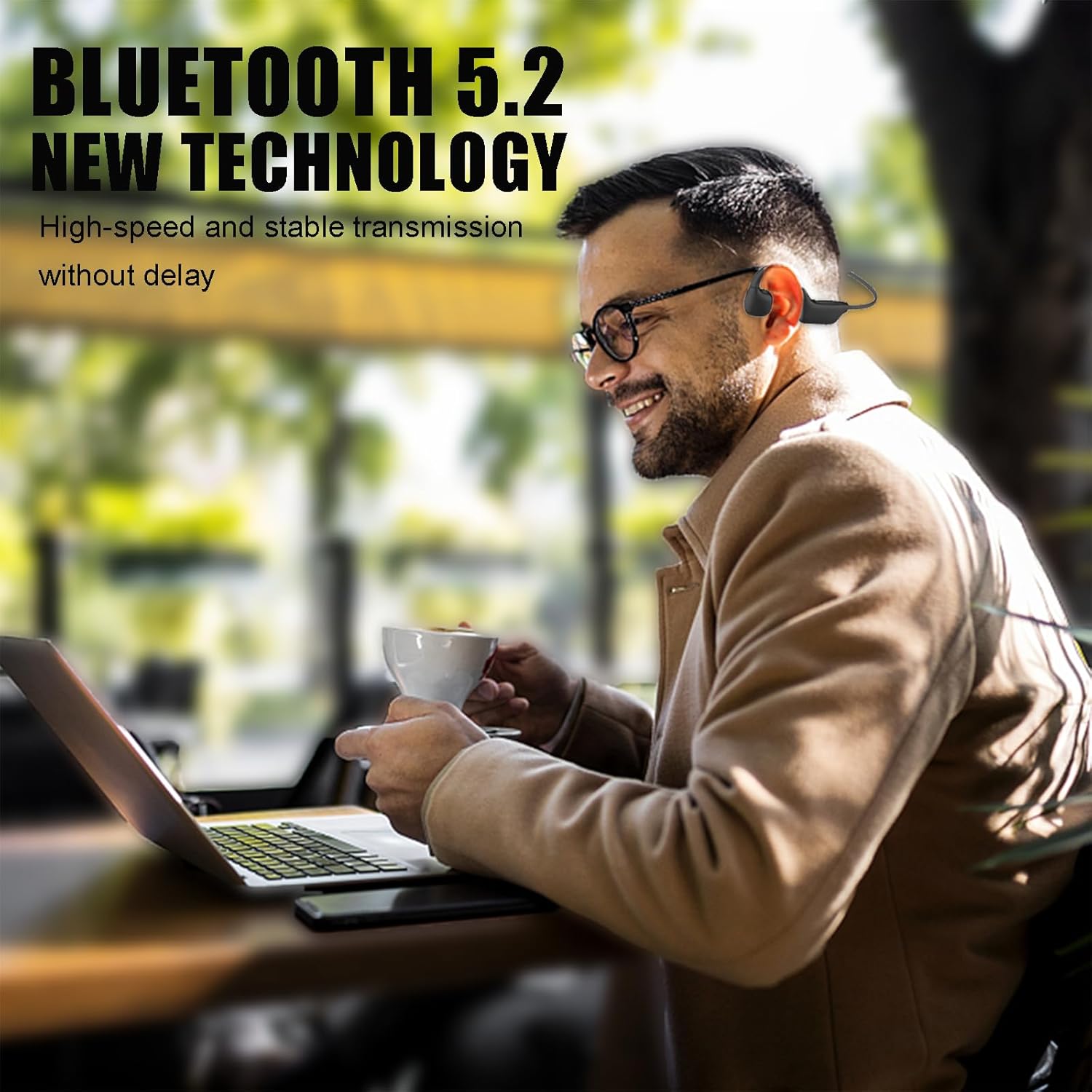 Open Ear Headphones-Bone Conduction Headphones Open Ear Headphones Wireless Bluetooth Bone Conduction Headphones Bluetooth Bone Conduction Earbuds Running Headphones Cycling Running Black