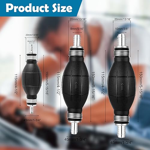 Miniatura 2 de 3 bombillas de imprimación negra, bomba de combustible de goma, bomba de mano de sifón de gas marino, línea de combustible fuera de borda para