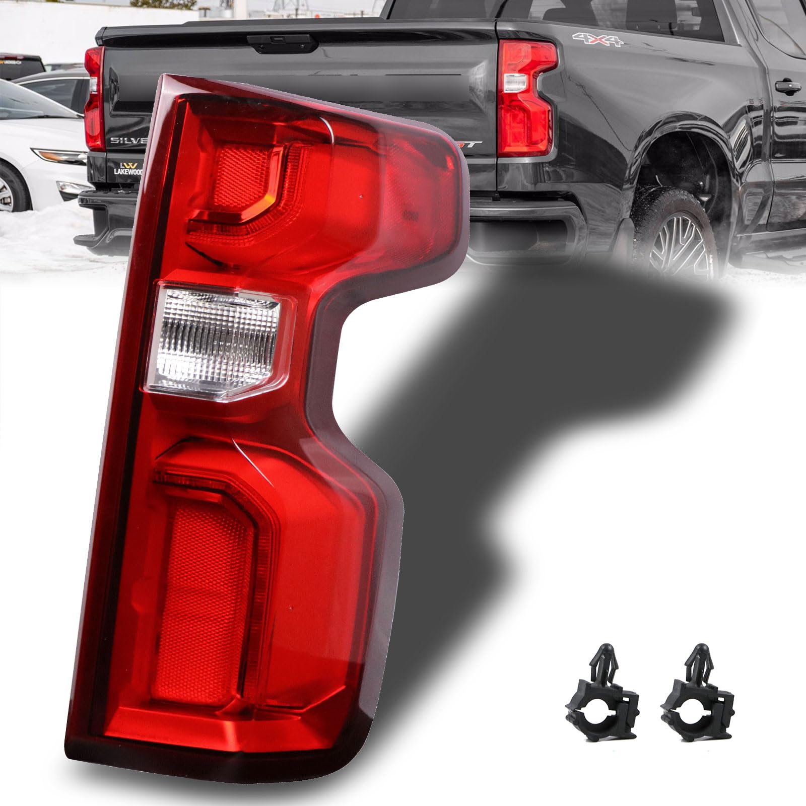 Photo 1 of Nakuuly LED Tail Light Assembly Compatible With 2019-2023 Chevy Silverado 1500 Right Passenger Side LED Style Taillights Brake Rear Lamp with Bulb and Harness (Only Fit Factory Led Model) Led Typel Right Passenger
