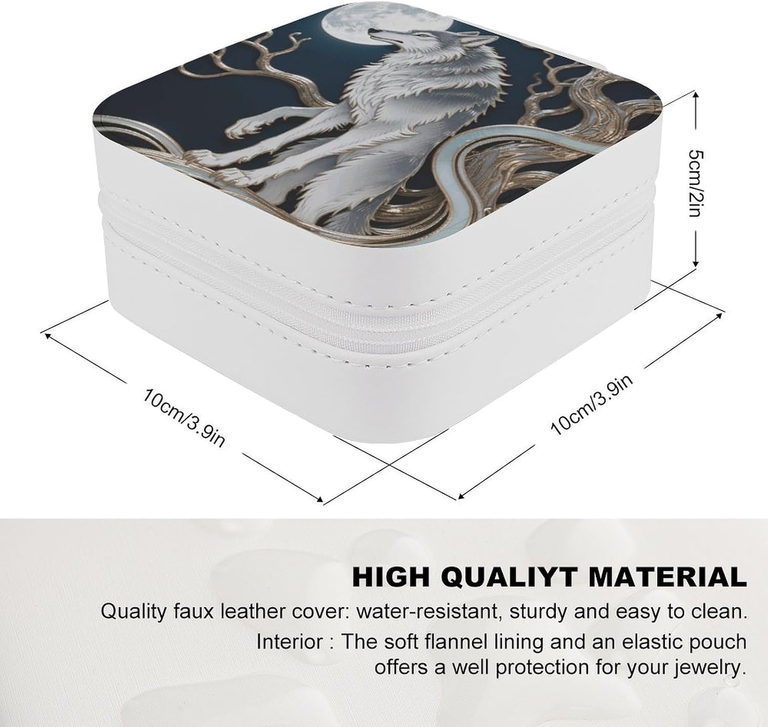 Werewolf Moon Stand Mini Jewelry Travel Case Small Portable Jewelry Organizer Box Display Storage Box for Rings Earrings Necklaces Gifts for Women, Wedding, Birthday,New Year,Christmas image 2