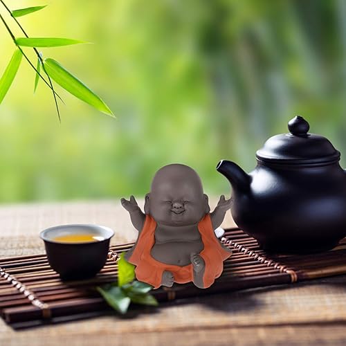 Miniatura 4 de Cool Sculpture Decorative Buddha Statue Decoration Buddah Laughing Buddah Statute Smile Buda Little Cute Small Baby Monk Figurine Decor Ornaments