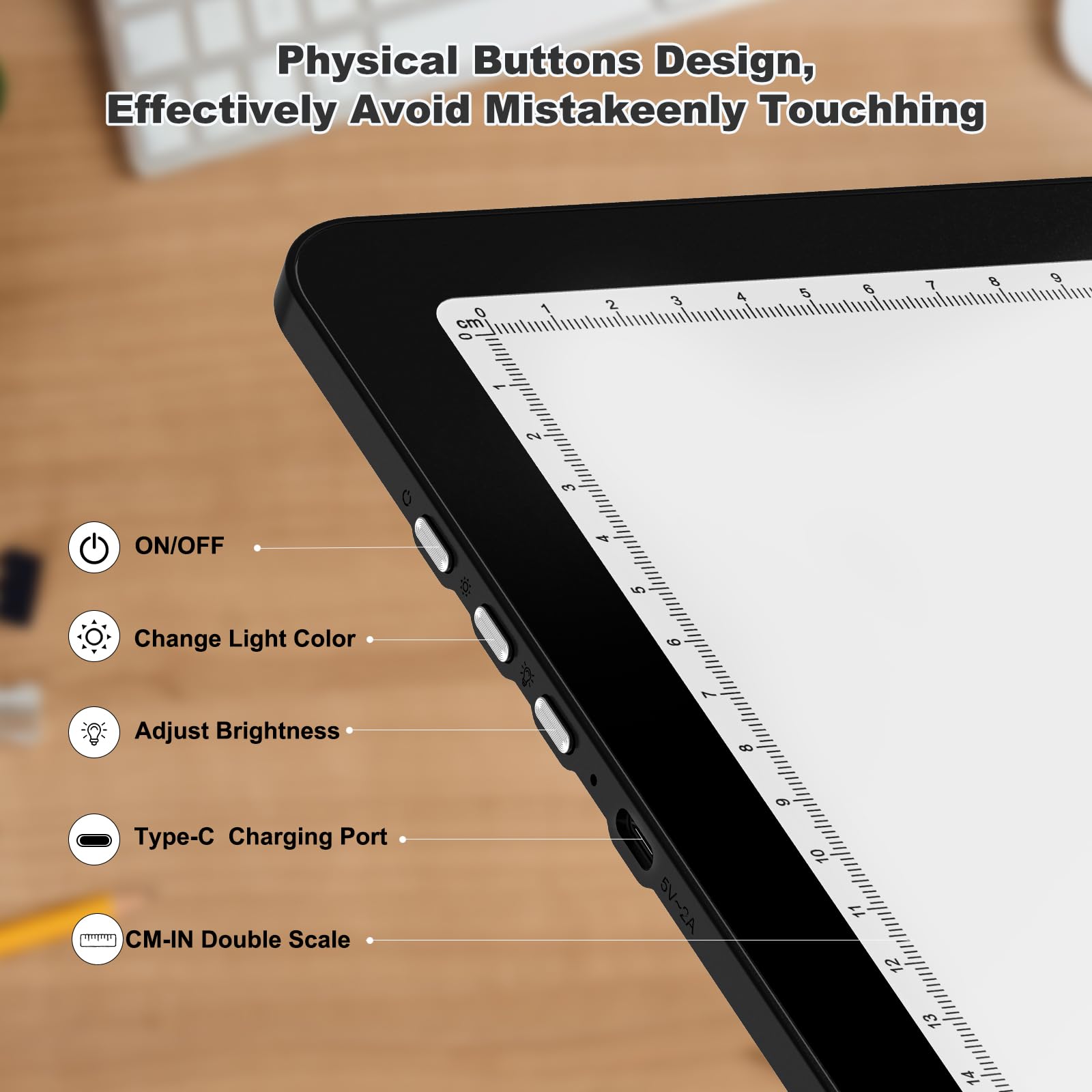 Elice Wiederaufladbares A4-Lichtpad für Diamantmalerei, magnetische LED-Lichttafel mit physischer Taste, superhelles Diamantkunst-Lichtpad, ultradünne Leuchtbox zum Nachzeichnen, Jäten von Vinyl,