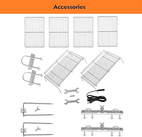 Miniatura 7 de Parrilla asadora de 50 W con pantalla de viento, asador de cerdo y cordero al aire libre de 51 pulgadas, parrilla de asador de carbón de acero