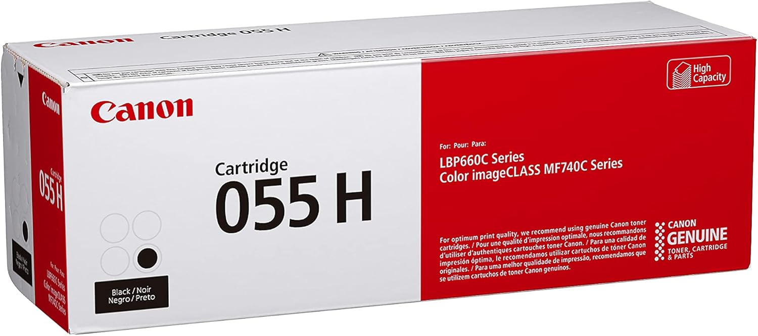 Canon Genuine Toner, Cartridge 055 Black, High Capacity (3020C001) 1 Pack Color imageCLASS MF741Cdw, MF743Cdw, MF745Cdw, MF746Cdw, LBP664Cdw Laser Printer Black Toner