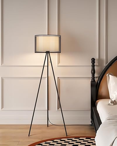 Miniatura 7 de KDG Lámpara de pie moderna para sala de estar, lámpara de pie alta iluminación de esquina, pantalla de tela, bombilla LED, luz de poste brillante,