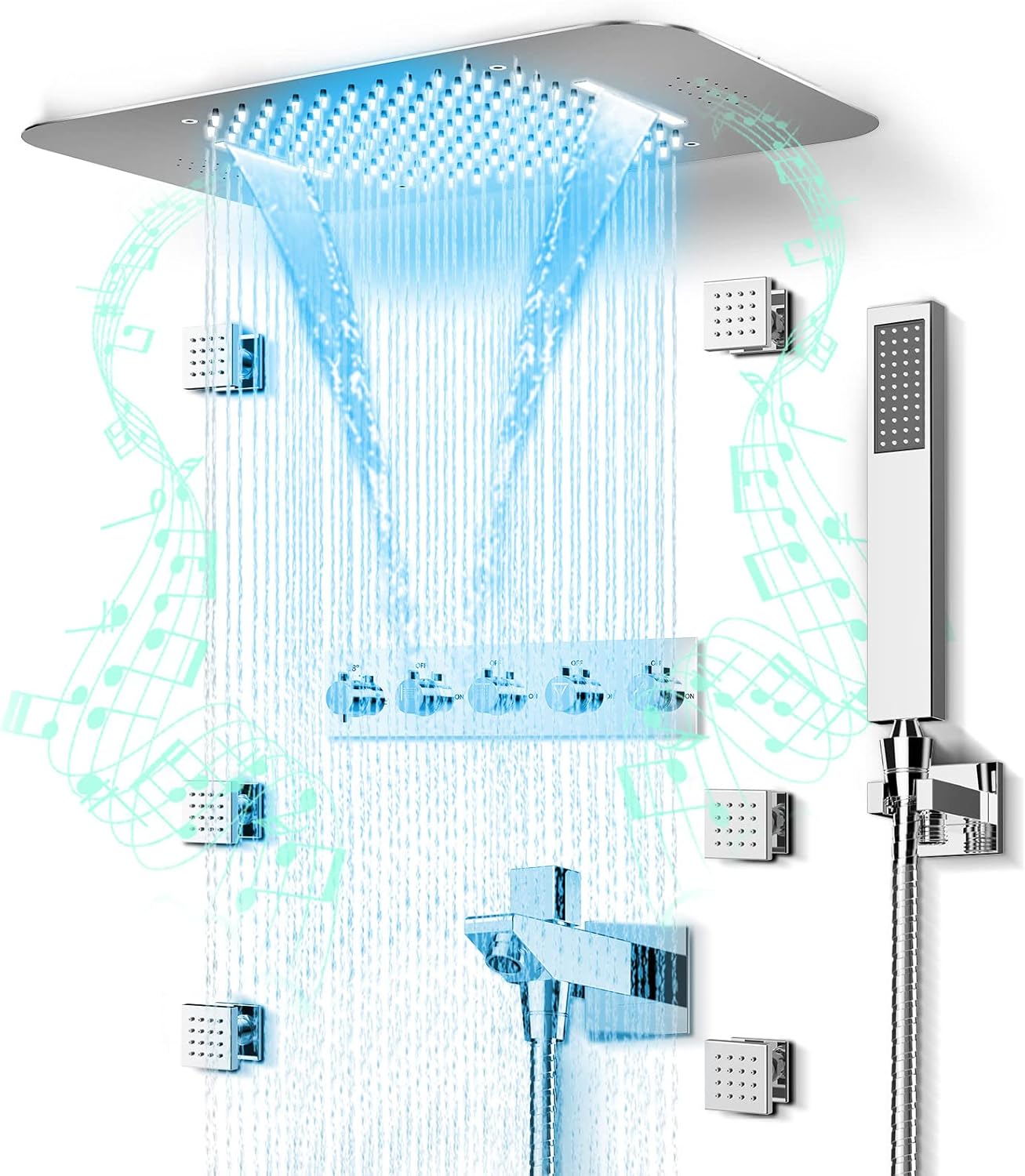 23 Inch Full Body Shower System with Body Jets, Thermostatic Shower