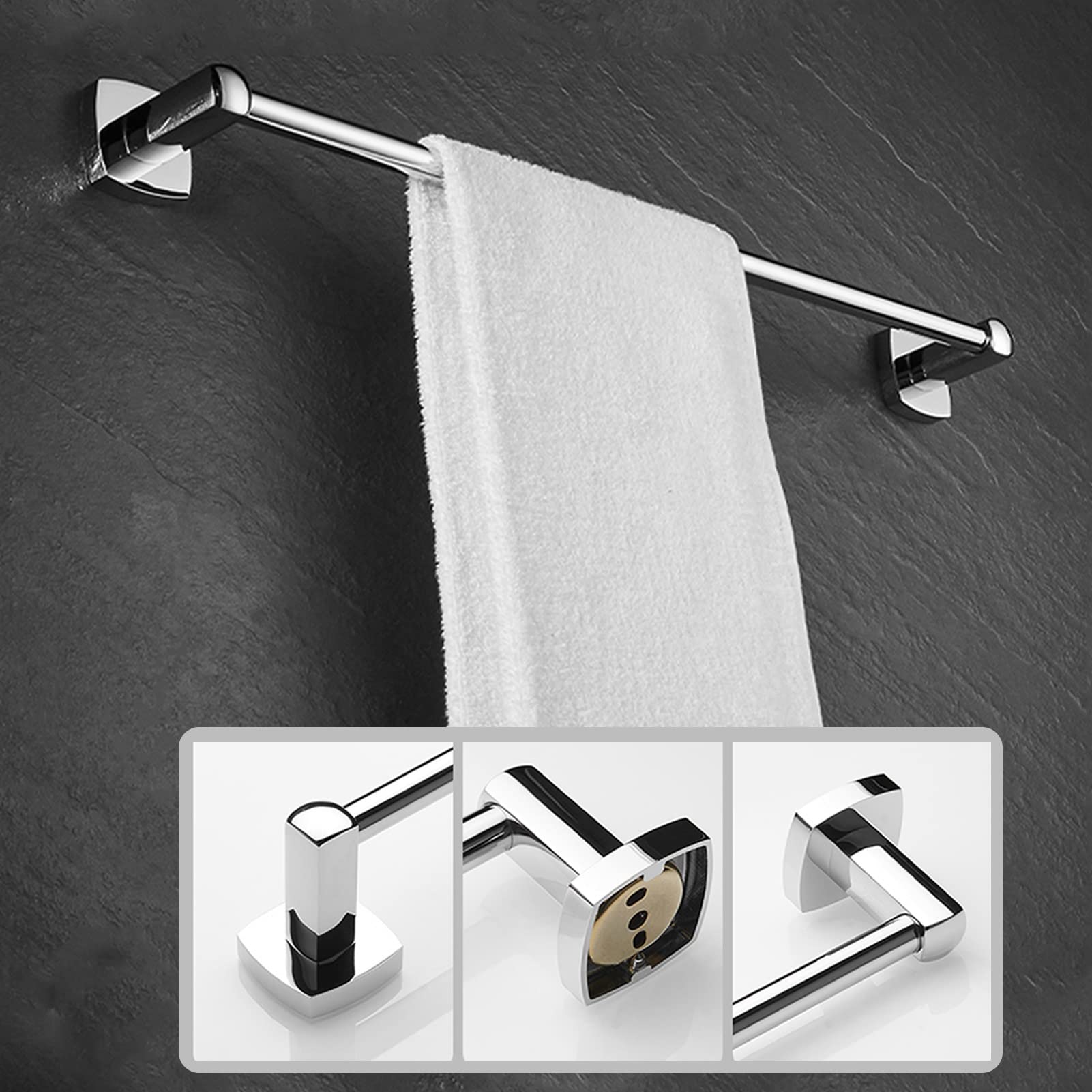 Toallero de barra de toallero, de acero inoxidable montado en la pared, estante de baño duradero para un fácil acceso, diseño contemporáneo, opciones de 30 cm a 60 cm