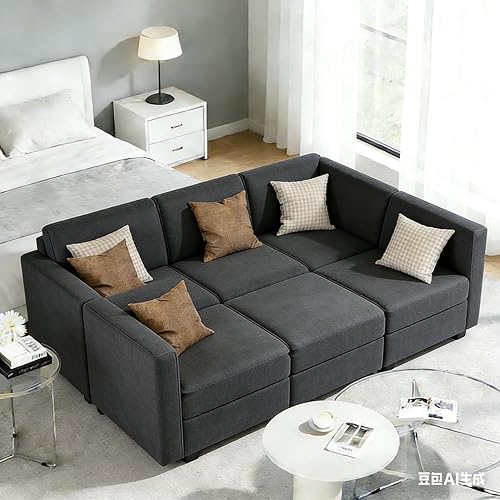 Miniatura 23 de Vesgantti - Sofás seccionales con asientos de almacenamiento, sofá seccional modular convertible en forma de L de 118" de 4 asientos y 2 otomanos,